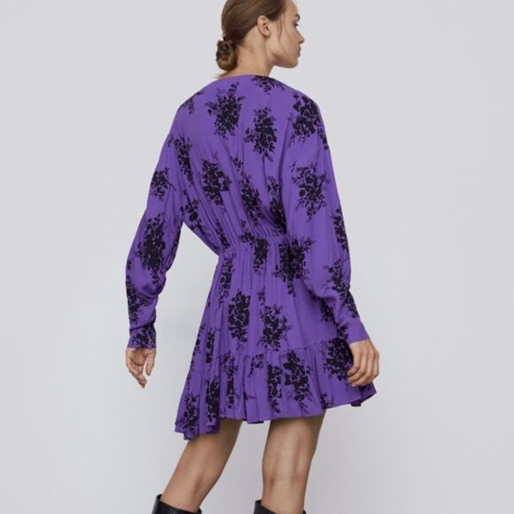 ZARA Purple Floral Mini Dress Size X-Small NWT - Picture 10 of 10